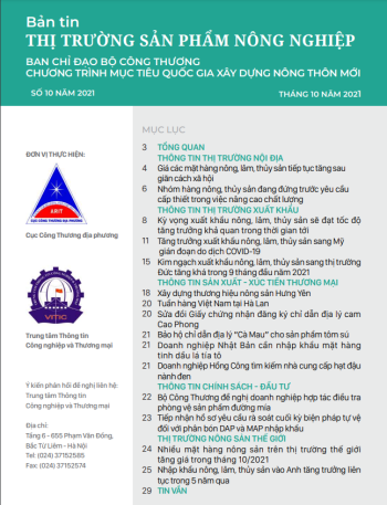 Thị trường sản phẩm nông nghiệp tháng 10/2021