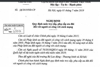 Quy định mức trợ cấp, phụ cấp ưu đãi đối với người có công với cách mạng